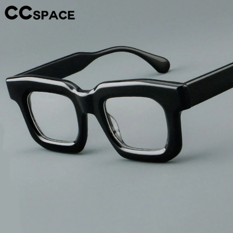 CCspace Unisex Full Rim Square Thick Acetate Eyeglasses 301902 Full Rim CCspace   