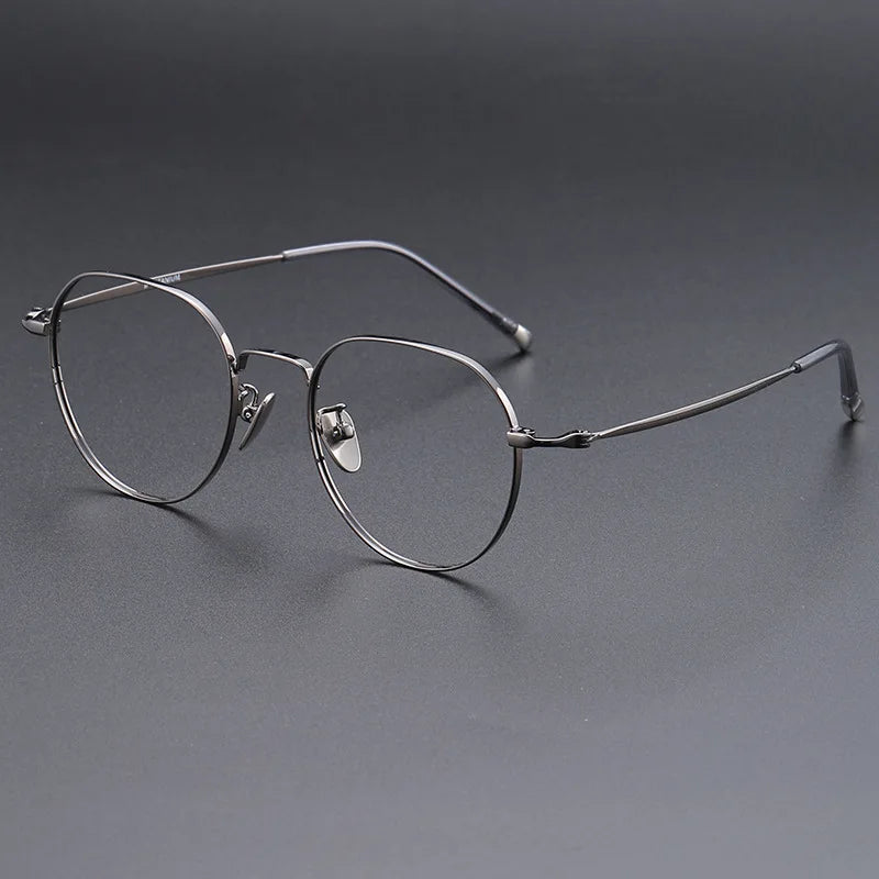 Momoja Unisex Full Rim Flat Top Oval Titanium Eyeglasses 118001