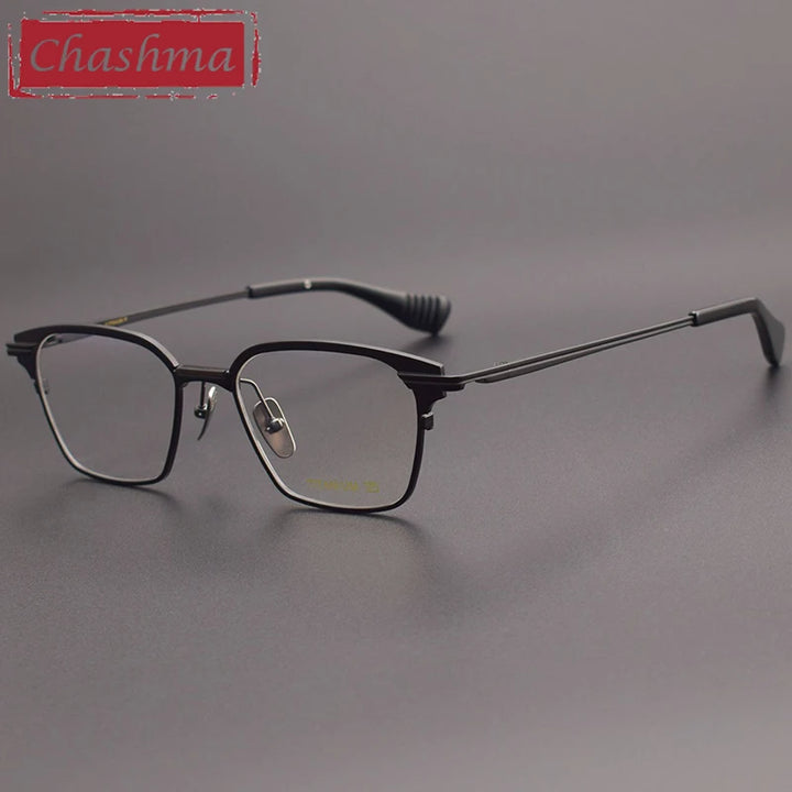 Chashma Unisex Full Rim Square Acetate Titanium Eyeglasses 152 Full Rim Chashma Black  