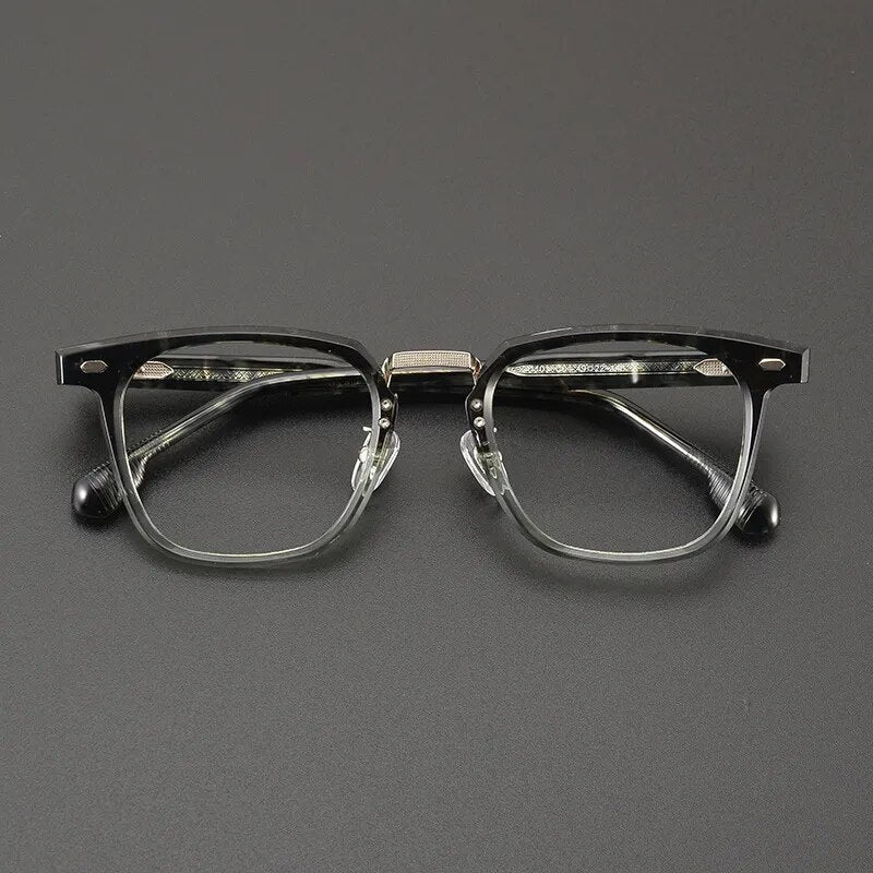 Gatenac Unisex Full Rim Square Titanium Acetate Eyeglasses Gxyj1130 Full Rim Gatenac   