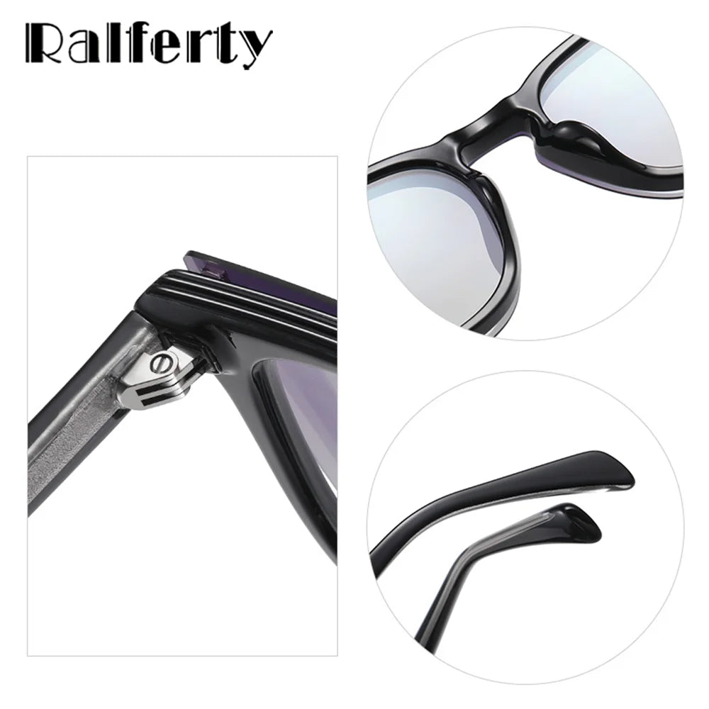 Ralferty Men's Full Rim Square Acetate Eyeglasses Clip On Polarized Sunglasses R7202 With Clip Ons Ralferty   