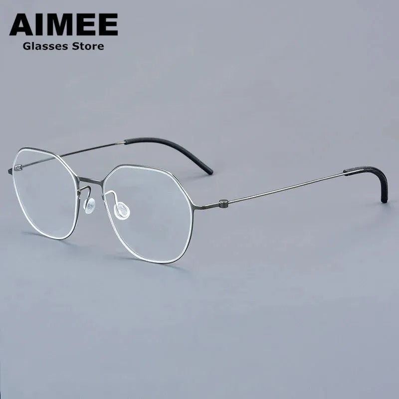 Aimee Unisex Full Rim Flat Top Polygon Titanium Eyeglasses 55740