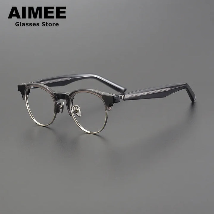 Aimee Unisex Full Rim Round Acetate Titanium Eyeglasses 9006 Full Rim Aimee   