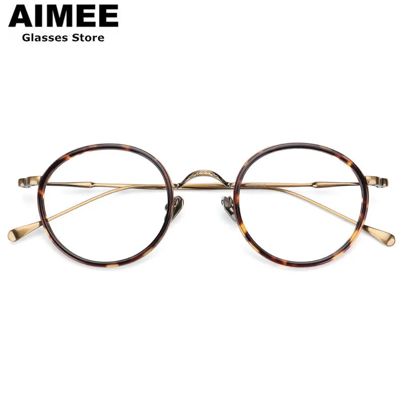 Aimee Women's Full Rim Round Acetate Titanium Eyeglasses 541139