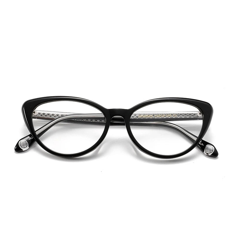 Aror Women's Full Rim Oval Cat Eye Acetate Eyeglasses 94861 Full Rim Aror black