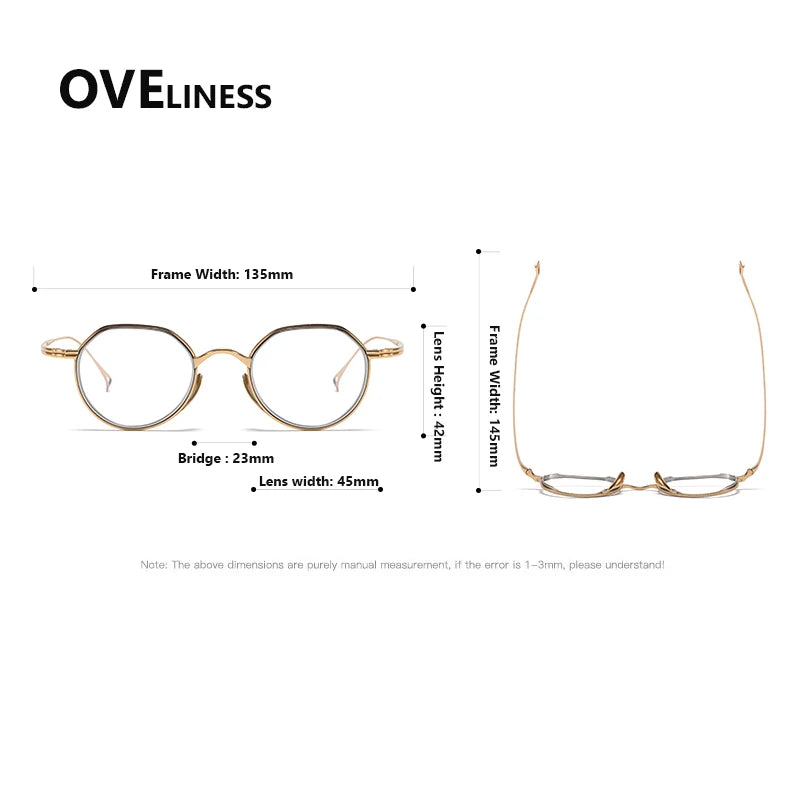 Oveliness Women's Full Rim Flat Top Round Titanium Eyeglasses 62123