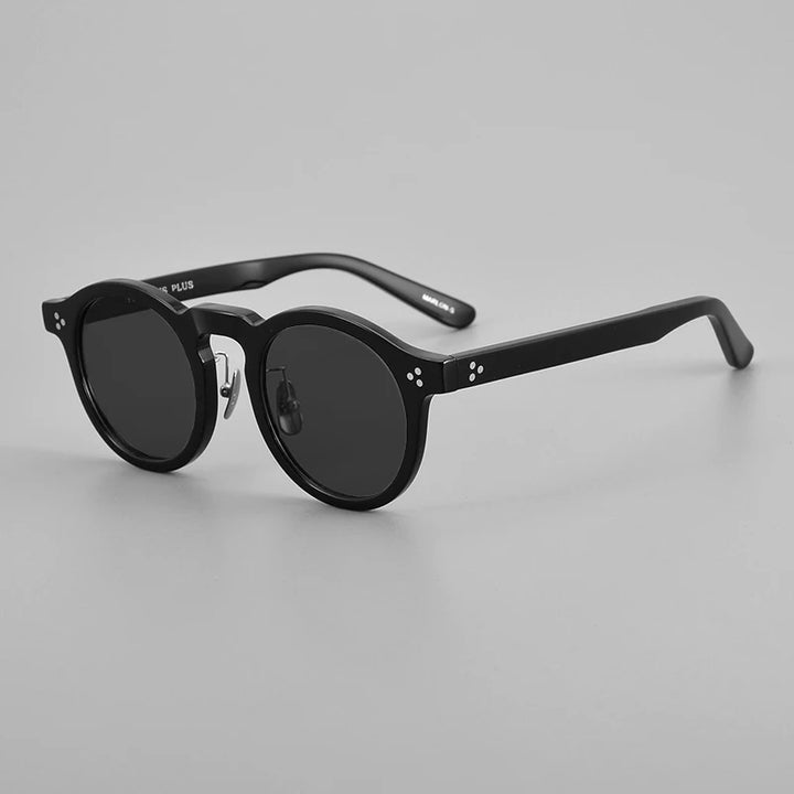 Black Mask Unisex Full Rim Acetate Round Polarized Sunglasses 14143 Sunglasses Black Mask   