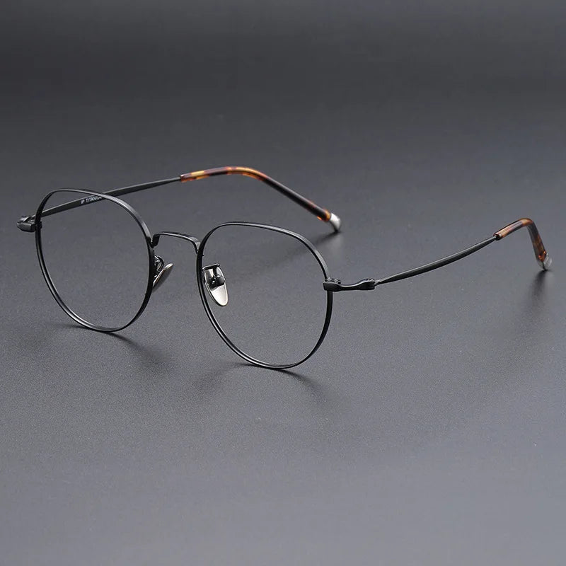 Momoja Unisex Full Rim Flat Top Oval Titanium Eyeglasses 118001