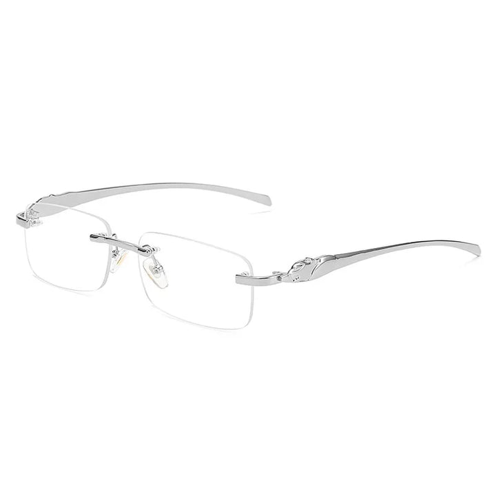 Cubojue Men's Rimless Square Alloy Acetate Eyeglasses 58026 Reading Glasses Cubojue M6 silver