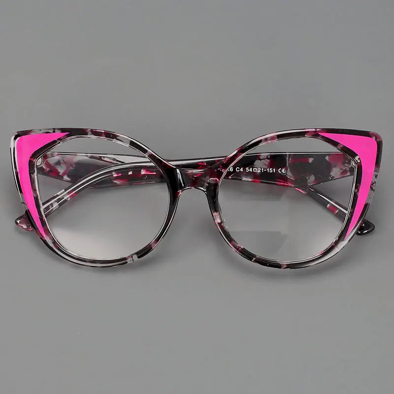 CCSpace Women's Full Rim Square Cat Eye Tr 90 Titanium Eyeglasses 56980 Full Rim CCspace C6Red  