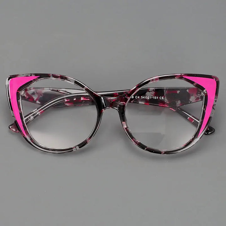 CCSpace Women's Full Rim Square Cat Eye Tr 90 Titanium Eyeglasses 56980 Full Rim CCspace C6Red  