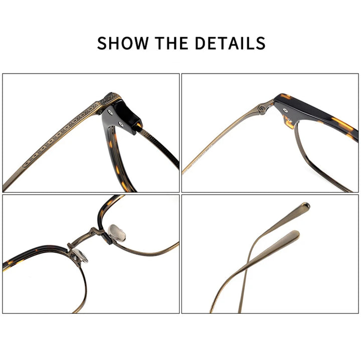 Black Mask Unisex Full Rim Square Titanium Acetate Eyeglasses 4028