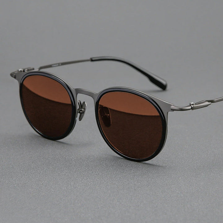 Blackmask Unisex Full Rim Round Titanium Polarized Sunglasses BM-0056S