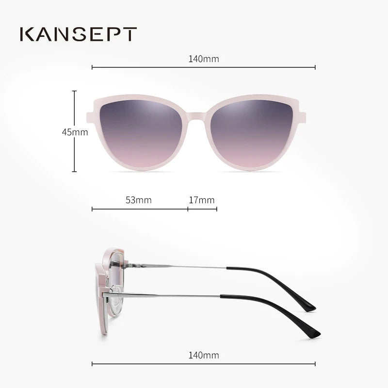 Kansept Women's Full Rim Cat Eye Stainless Steel Reading Glasses Clip On Sunglasses 5103 Reading Glasses Kansept   