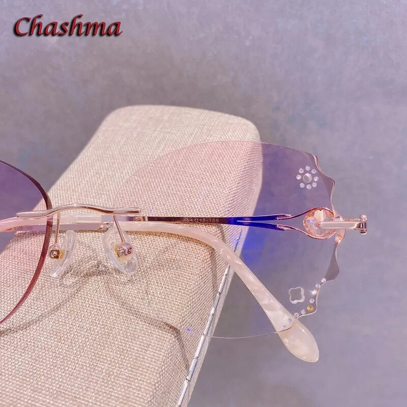 Chashma Ochki Women's Rimless Butterfly Titanium Eyeglasses 88301r Rimless Chashma Ochki   
