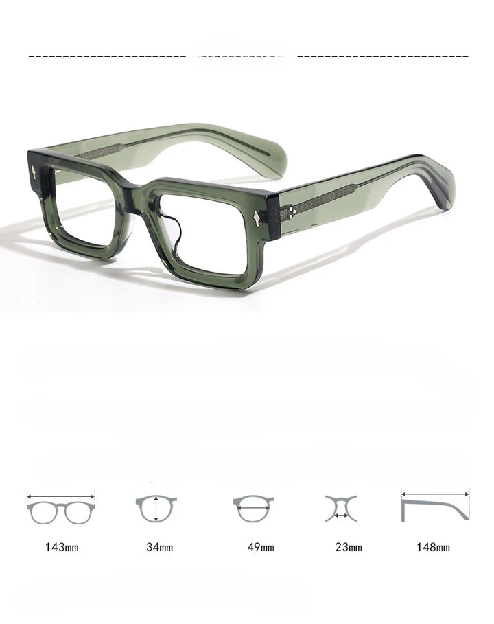 Hewei Unisex Full Rim Brow Line Square Thick Acetate Eyeglasses 8174 Full Rim Hewei   