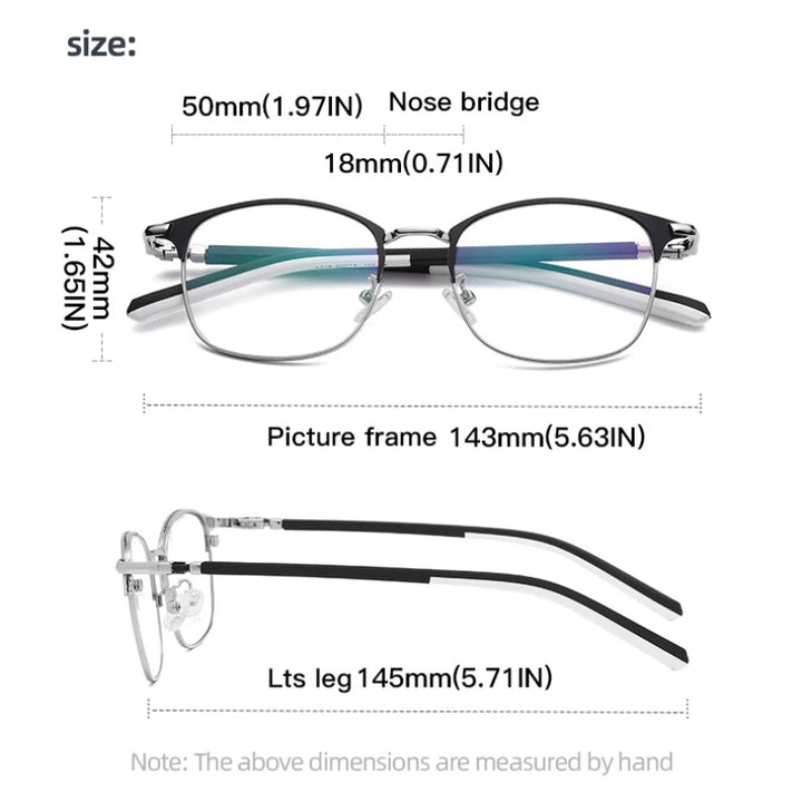 Handoer Unisex Full Rim Square Stainless Steel Alloy Eyeglasses 12218 Full Rim Handoer   