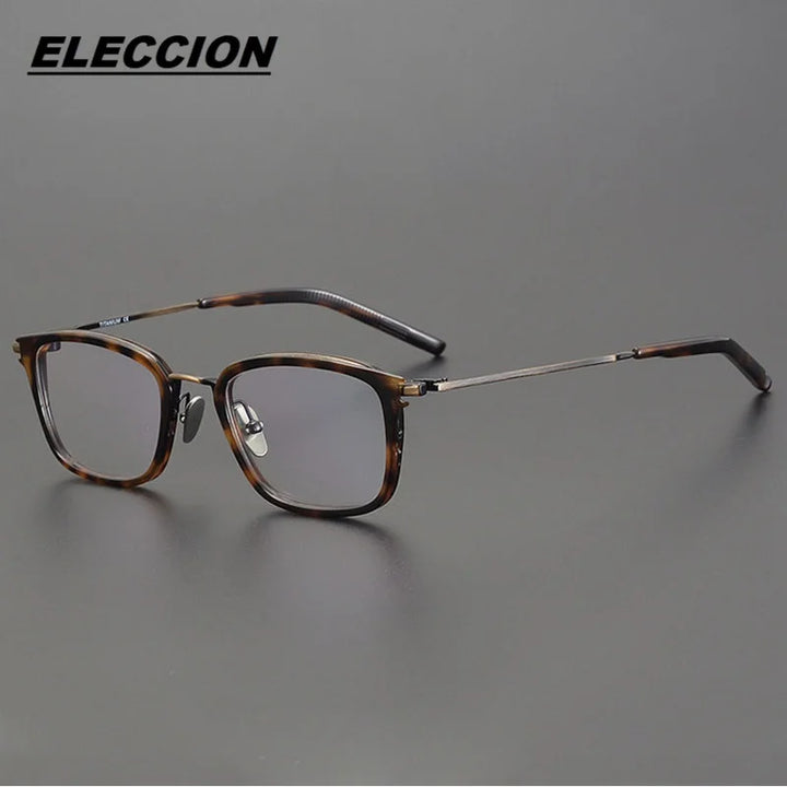 Eleccion Men's Full Rim Square Titanium Acetate Eyeglasses 4111