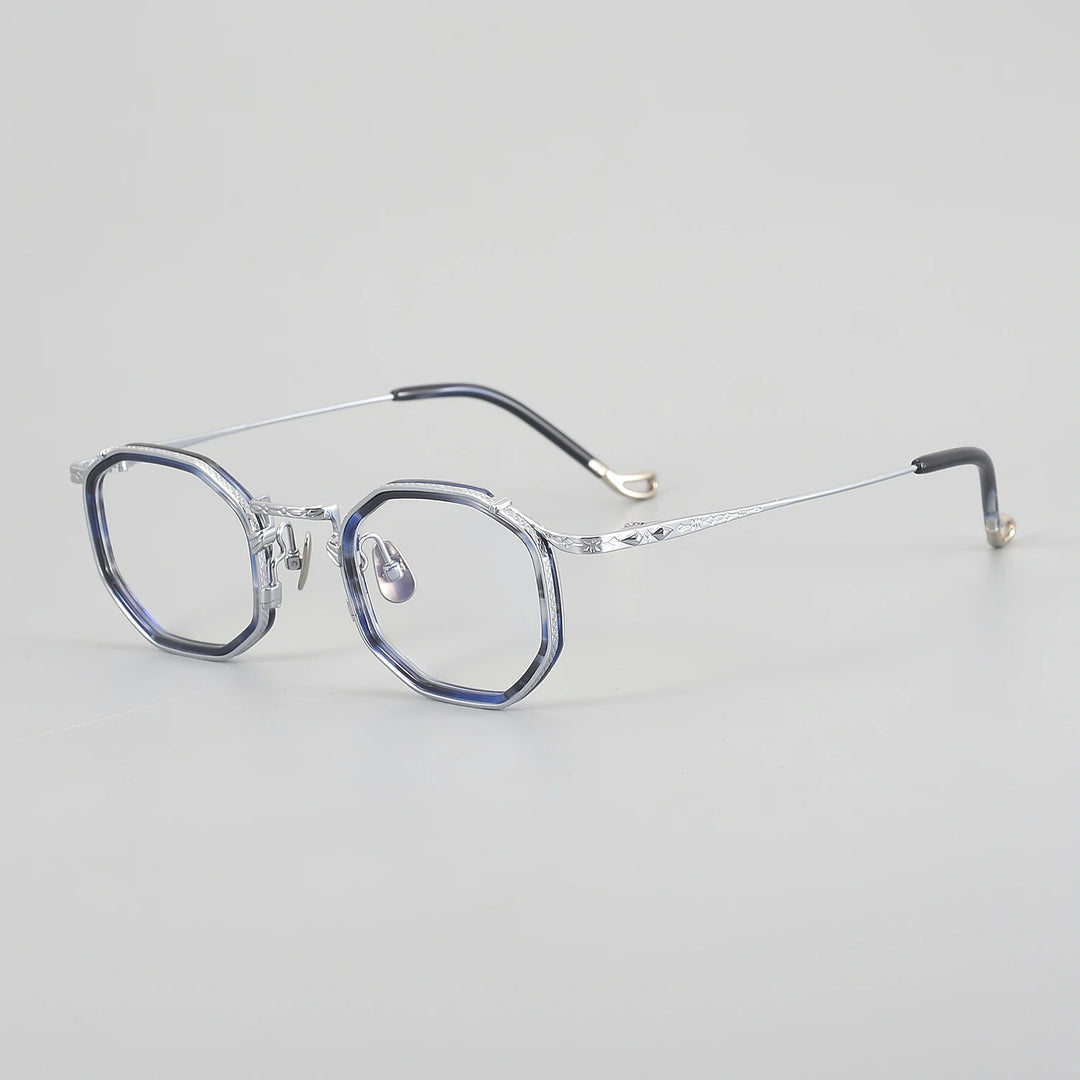Aror Unisex Full Rim Polygon Acetate Titanium Eyeglasses 59214
