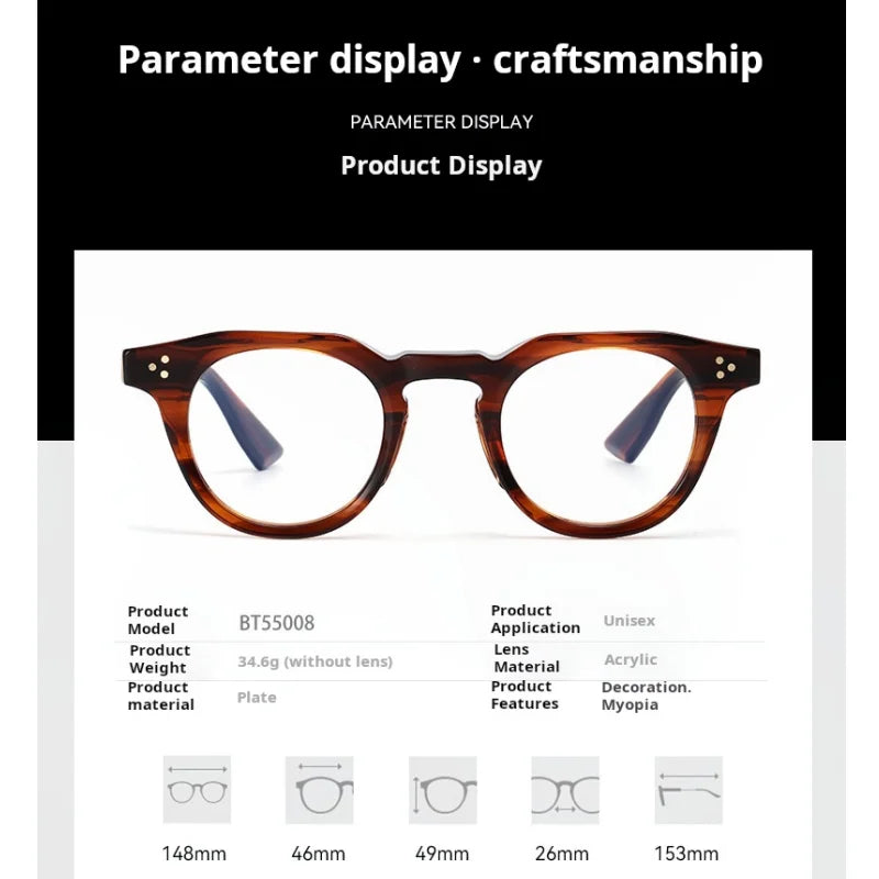 Xbora Unisex Full Rim Oval Brow Line Thick Acetate Eyeglasses 655008