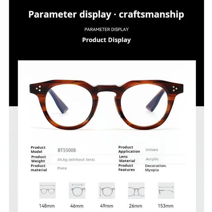 Xbora Unisex Full Rim Oval Brow Line Thick Acetate Eyeglasses 655008