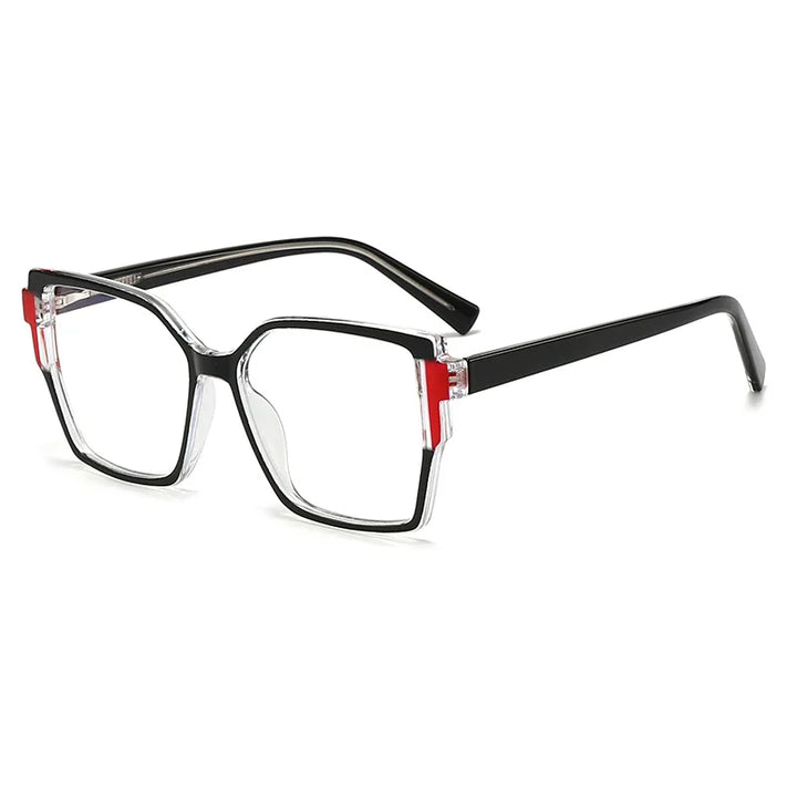 CCspace Women's Full Rim Square Cat Eye Polycarbonate Eyeglasses 301332 Full Rim CCspace Black  