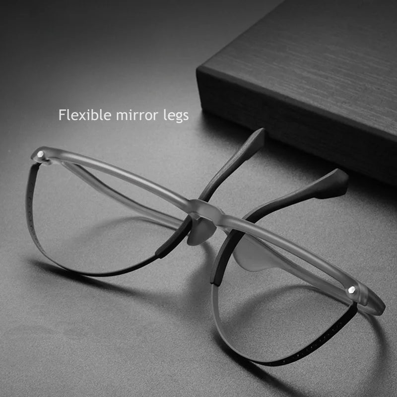 KatKani Men's Full Rim Square Tr 90 β Titanium Eyeglasses 91210 Full Rim KatKani Eyeglasses   