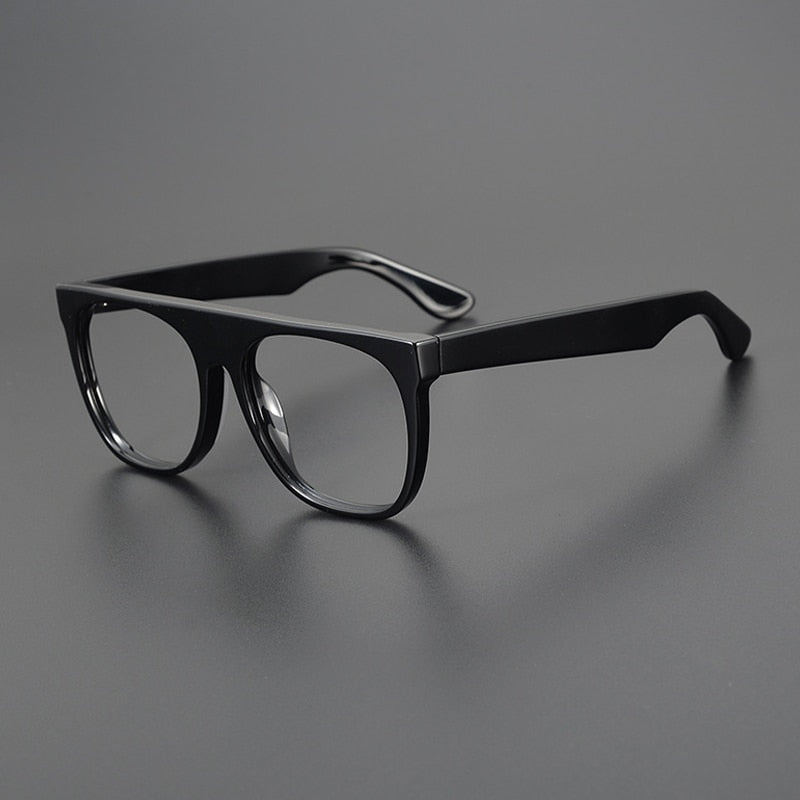 Gatenac Unisex Full Rim Flat Top Round Acetate Eyeglasses Gxyj1056 Full Rim Gatenac Black  