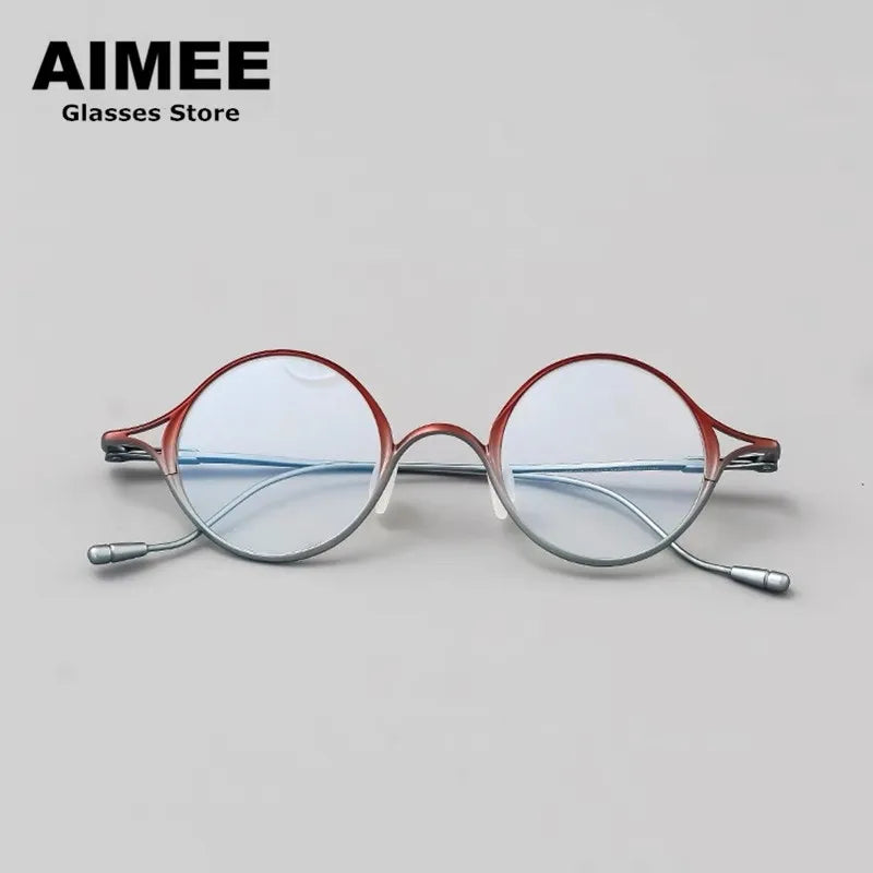 Aimee Unisex Full Rim Round Oval Titanium Eyeglasses 2353 Full Rim Aimee Red-Silver  