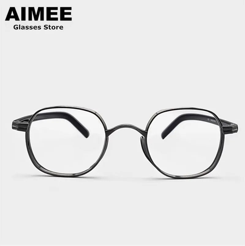 Aimee Unisex Full Rim Oval Square Titanium Acetate Eyeglasses 14132 Full Rim Aimee   