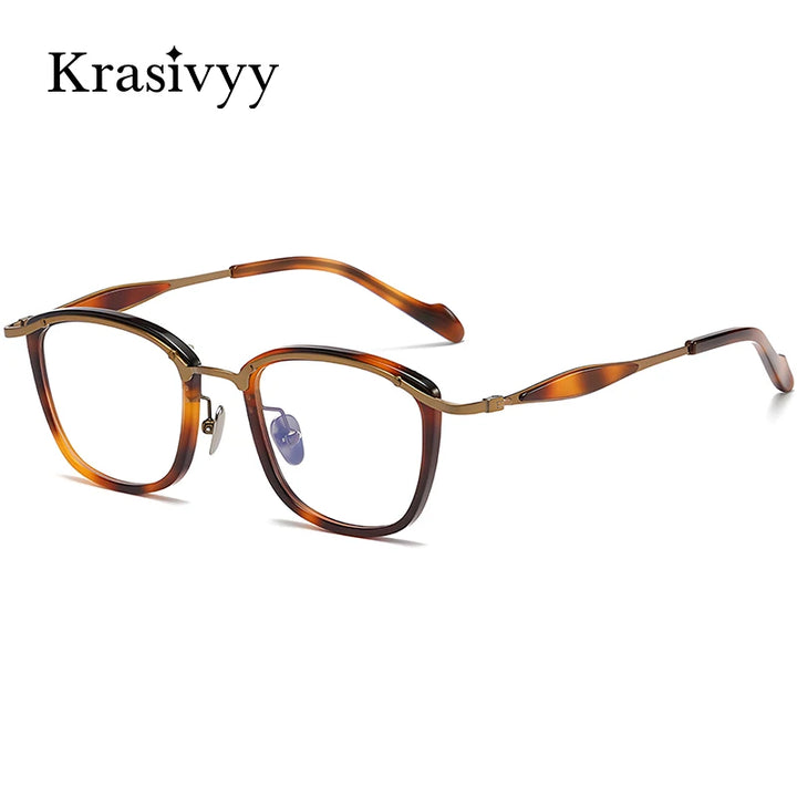 Krasivyy Unisex Full Rim Square Titanium Acetate Eyeglasses 46061