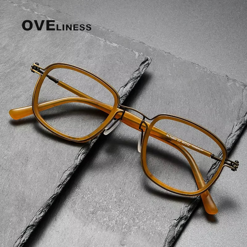 Oveliness Unisex Full Rim Big Square Titanium Acetate Eyeglasses 5863 Full Rim Oveliness   