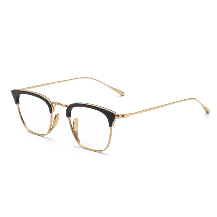 Black Mask Unisex Full Rim Square Acetate Titanium Eyeglasses Km1112 Full Rim Black Mask Black-Gold  