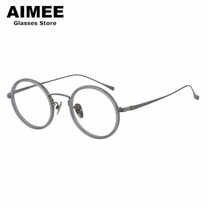 Aimee Unisex Full Rim Round Oval Titanium Eyeglasses 1061 Full Rim Aimee   