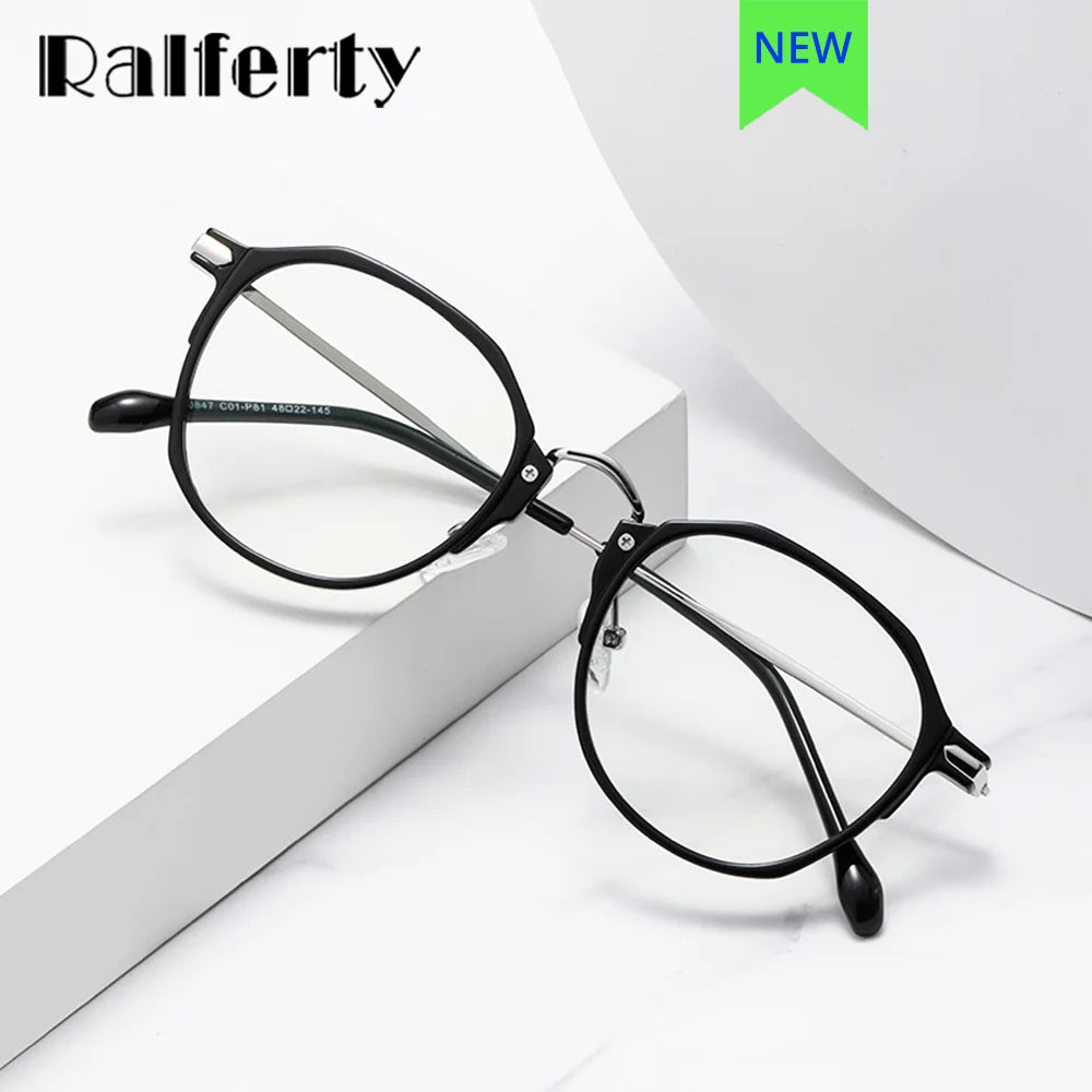 Ralferty Women's Full Rim Polygon Tr 90 Titanium Eyeglasses R847 Full Rim Ralferty   