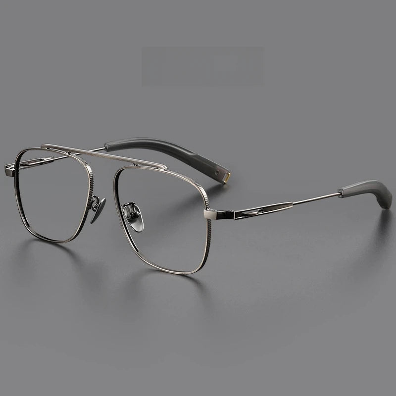 Yimaruili Unisex Full Rim Square Double Bridge Titanium Eyeglasses Y1105 Full Rim Yimaruili Eyeglasses Gun  