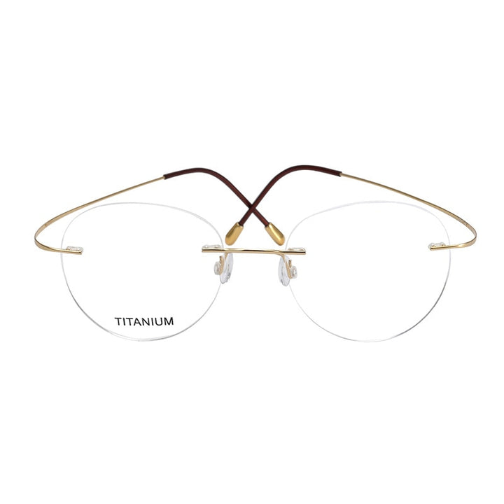 Hdcrafter Unisex Rimless Round Titanium Eyeglasses  16017 Rimless Hdcrafter Eyeglasses   