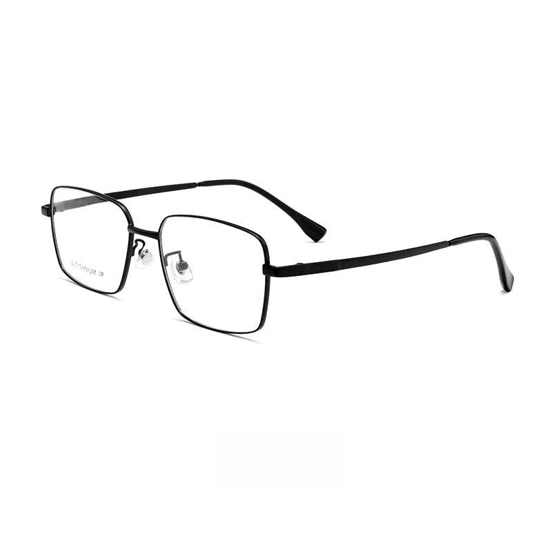 Yimaruili Men's Full Rim Square Titanium Alloy Eyeglasses Mc82232t Full Rim Yimaruili Eyeglasses Black  