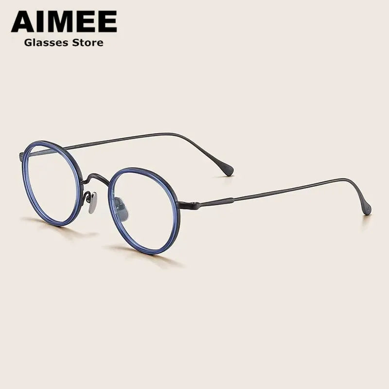 Aimee Women's Full Rim Round Acetate Titanium Eyeglasses 541139