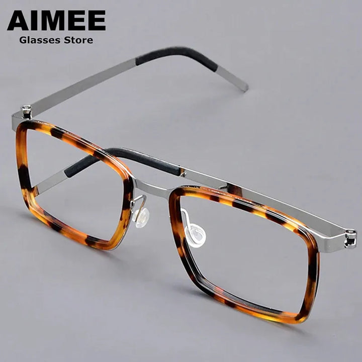 Aimee Unisex Full Rim Square Titanium Acetate Eyeglasses 199711