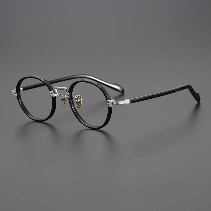 Gatenac Unisex Full Rim Round Acetate Titanium Eyeglasses Gxyj383