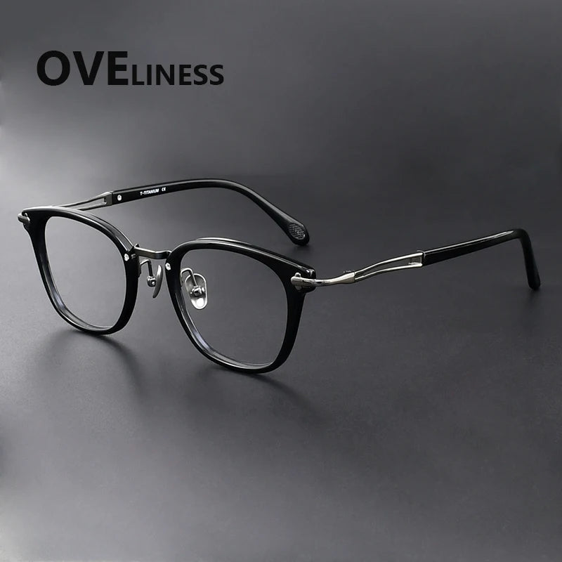 Oveliness Unisex Full Rim Oval Square Titanium Acetate Eyeglasses 369143