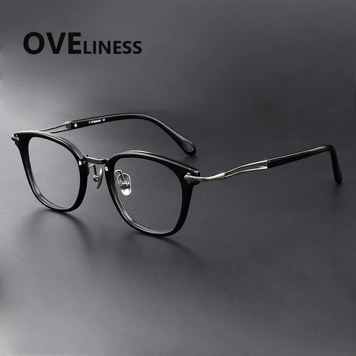 Oveliness Unisex Full Rim Oval Square Titanium Acetate Eyeglasses 369143