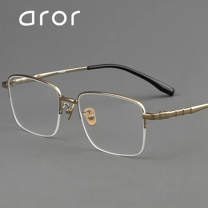 Aror Men's Semi Rim Square Titanium Eyeglasses 10189
