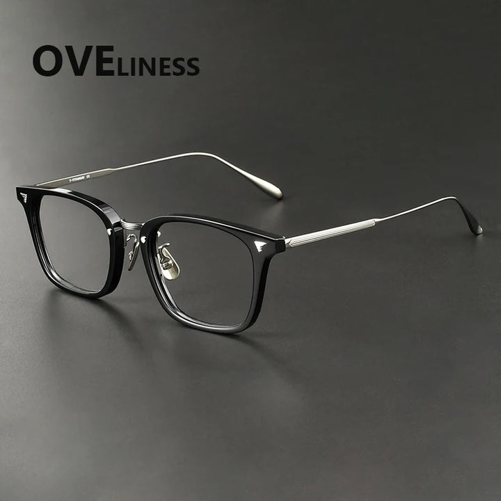 Oveliness Women's Full Rim Square Acetate Titanium Eyeglasses 369559