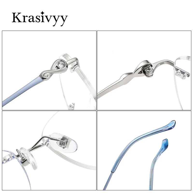 Krasivyy Women's Rimless Oval Square Titanium Eyeglasses 6003 Rimless Krasivyy   