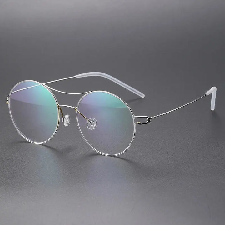 Bobbie 820241 Unisex Double Bridge Full Rim Round Titanium Frames FuzWeb
