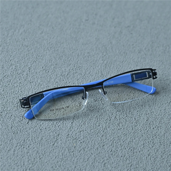 Cubojue Unisex Semi Rim Brow Line Rectangle Alloy Reading Glasses C650 Reading Glasses Cubojue +325 Blue 