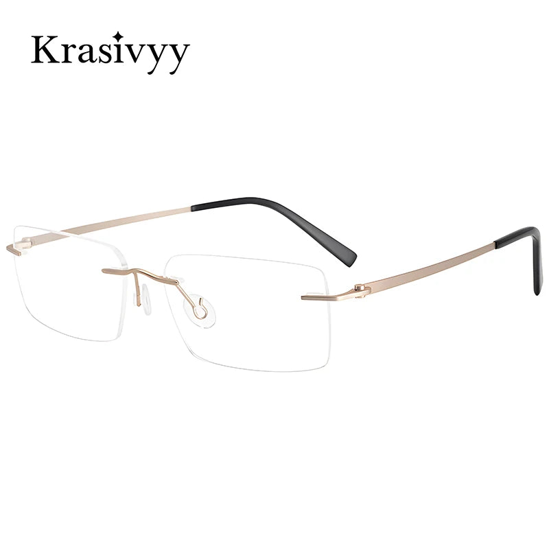 Krasivyy Women's Rimless Square Titanium Eyeglasses 45007 Rimless Krasivyy