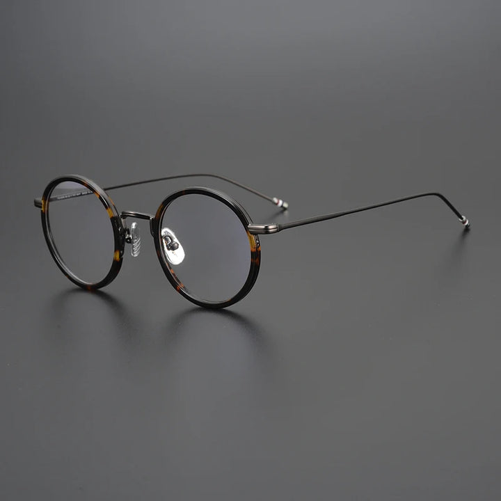 Black Mask Unisex Full Rim Alloy Acetate Round Eyeglasses X906 Full Rim Black Mask Tortoise-Gray  